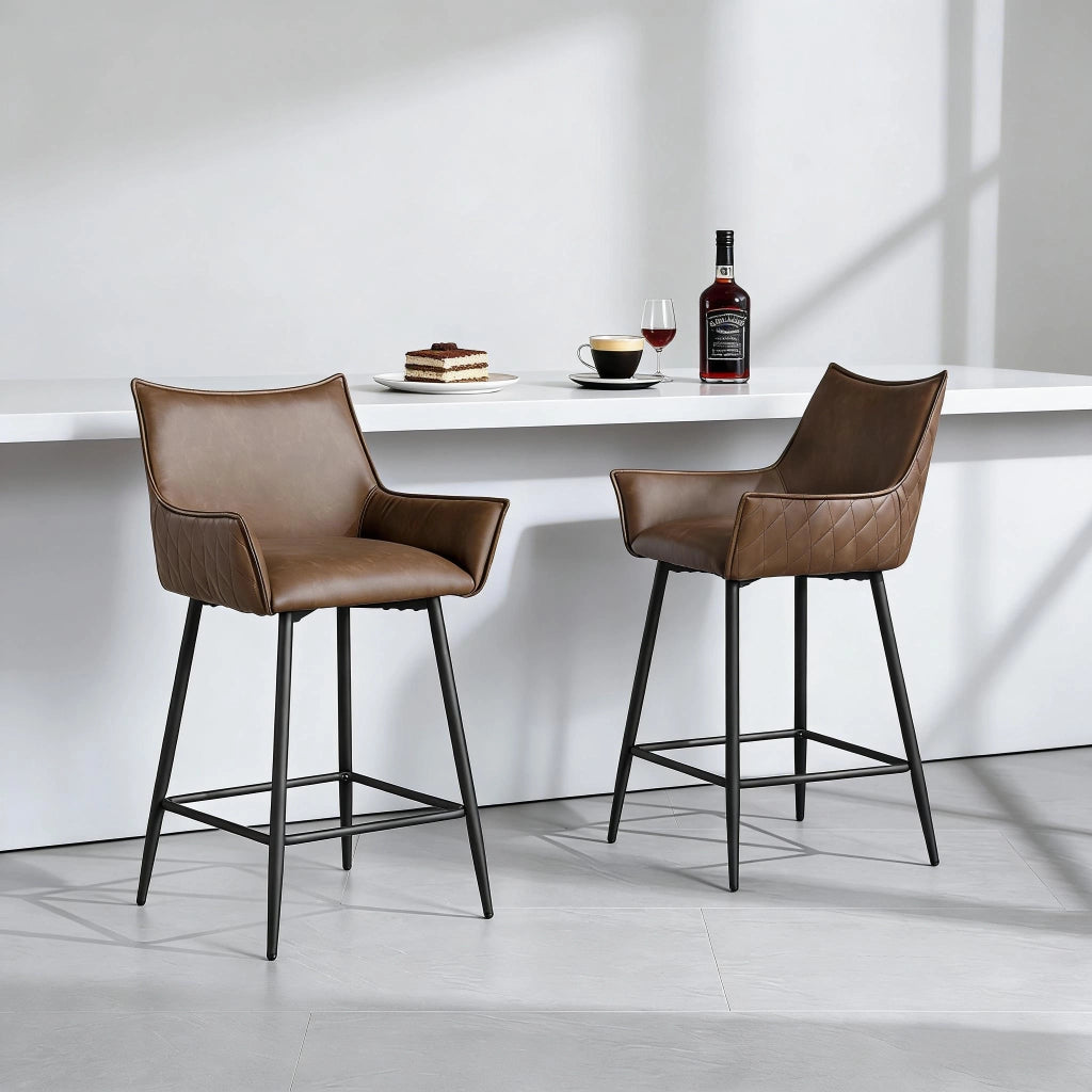 SGABELLO BAR Vintage in PU e Metallo 51x49x90 cm Set da 2 pezzi