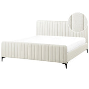 Letto in bouclé bianco sporco UE Matrimoniale 180 x 200 cm Testiera Imbottita con Gambe in metallo Design moderno