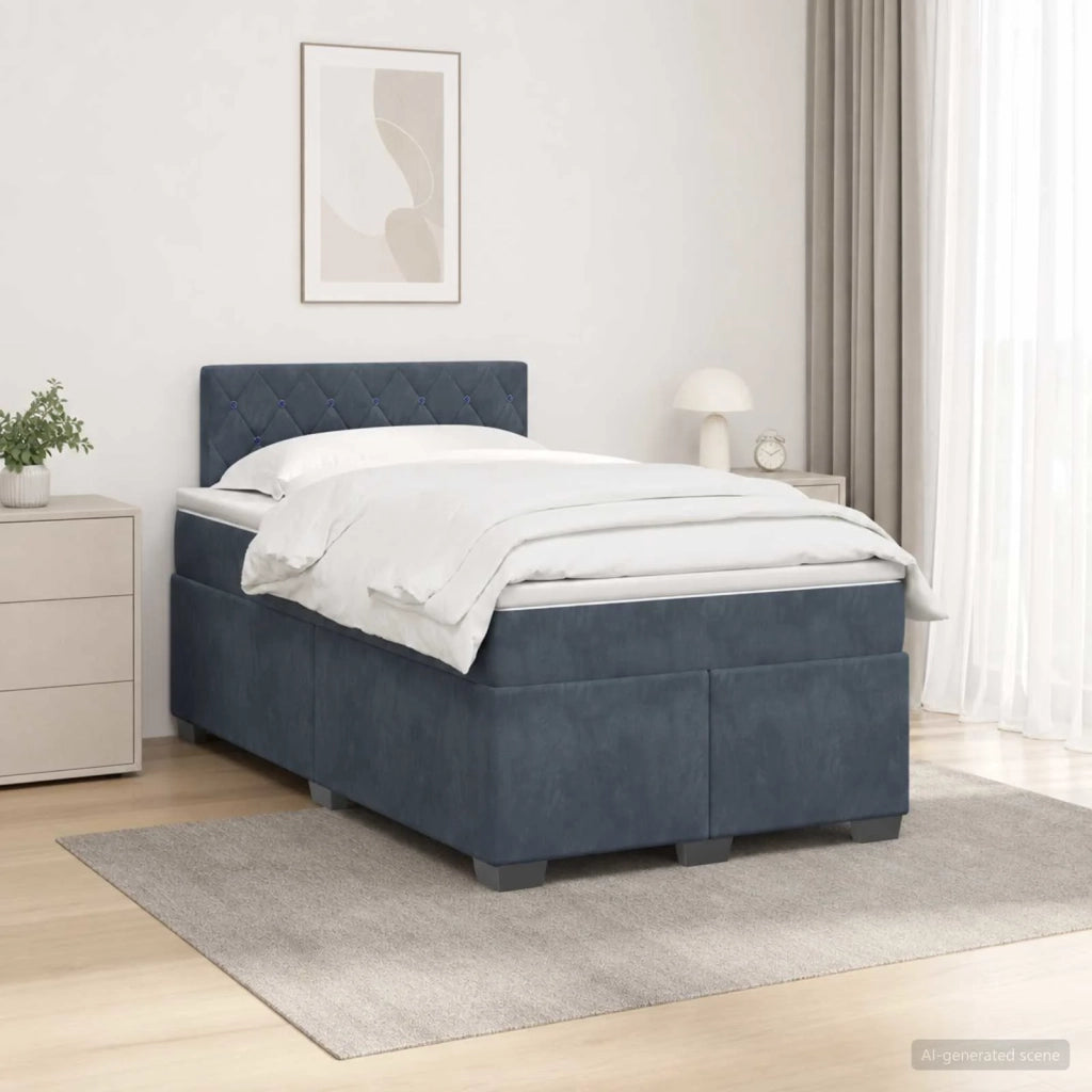 Letto con Box Spring, Materasso e LED Grigio Scuro 120 x 200 cm 3452151