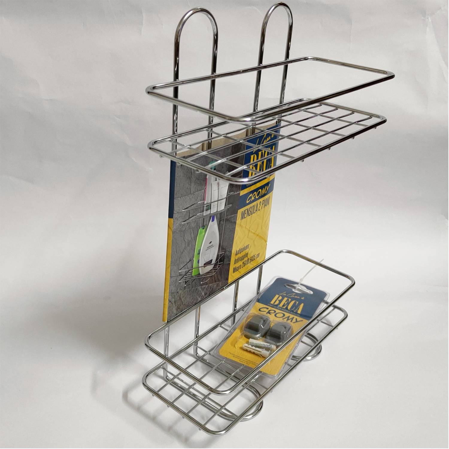 MENSOLA DOCCIA RETTANGOLARE CROMATO 2 RIPIANI