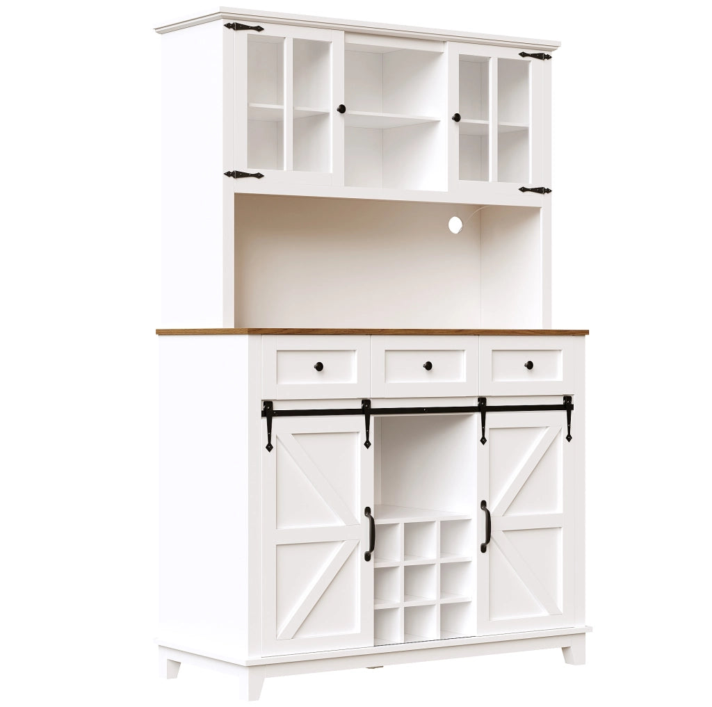 Credenza 105x38.4x180 cm con illuminazione LED; MDF; bianco