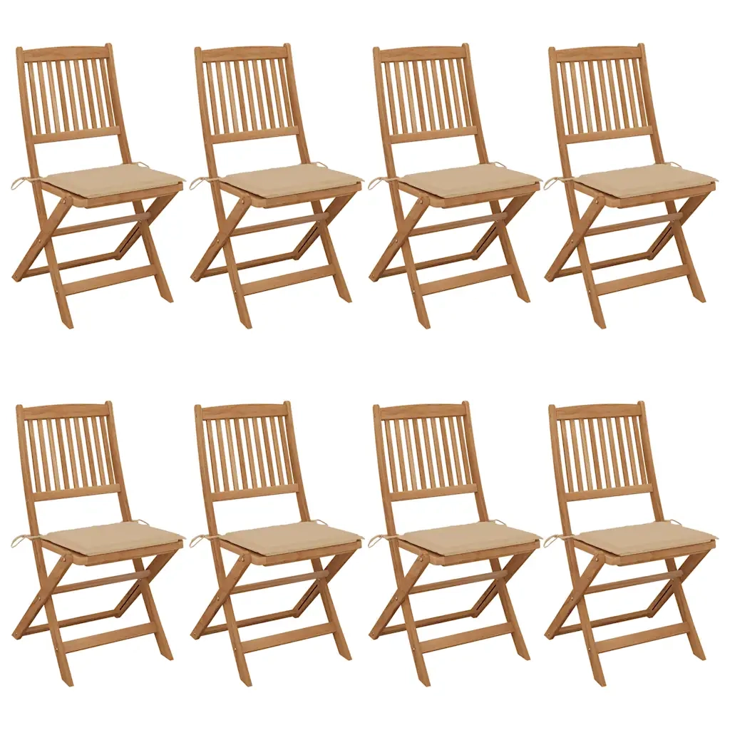 Sedie da Giardino Pieghevoli 8 pz con Cuscini Massello Acacia cod mxl 67255
