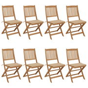 Sedie da Giardino Pieghevoli 8 pz con Cuscini Massello Acacia cod mxl 67255