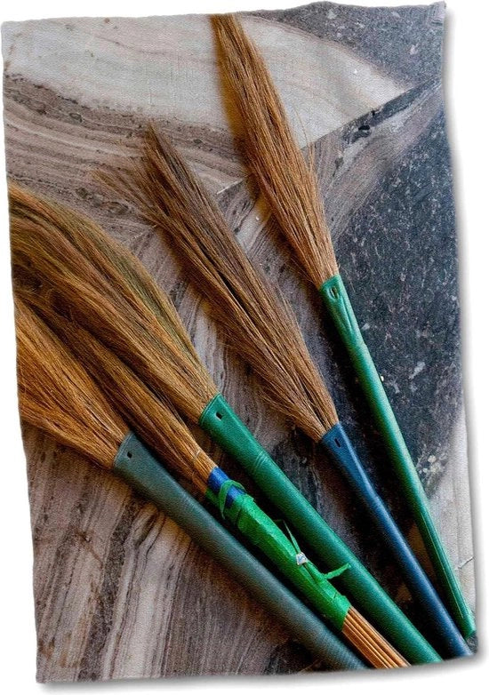 Asciugamano bianco 15" x 22" - Broom da tempio Ladakh Leh Boddistico.