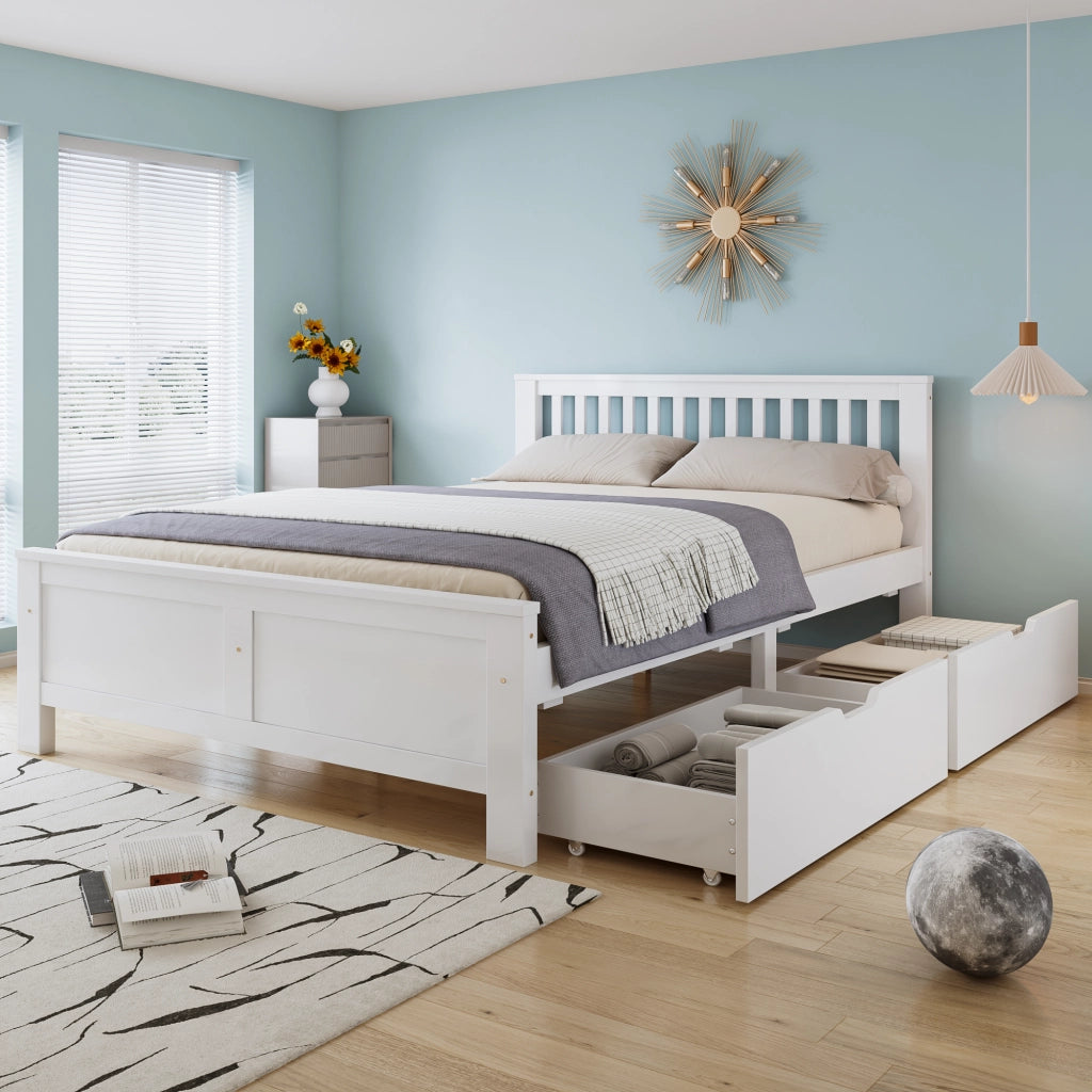 letto in legno massello bianco 140 x 200 cm