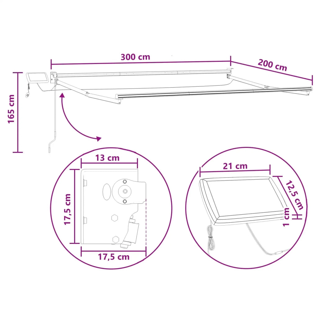 Tenda retrattile manuale con LED Sabbia