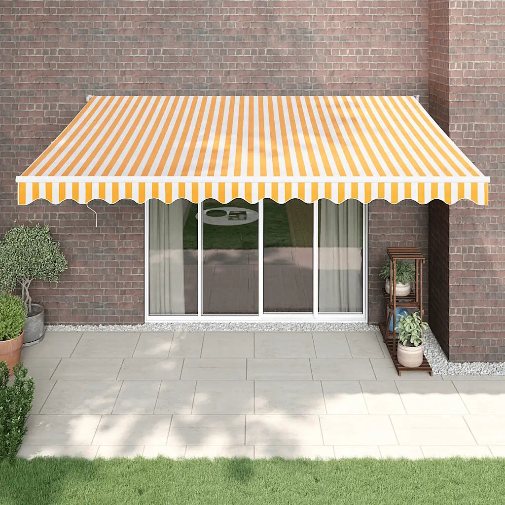 Tenda Sole Retrattile Gialla e Bianca 4x3 m Tessuto e Alluminio 3154433
