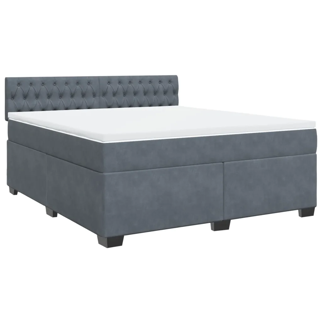 Giroletto a Molle con Materasso Grigio Scuro 180x200 cm Velluto