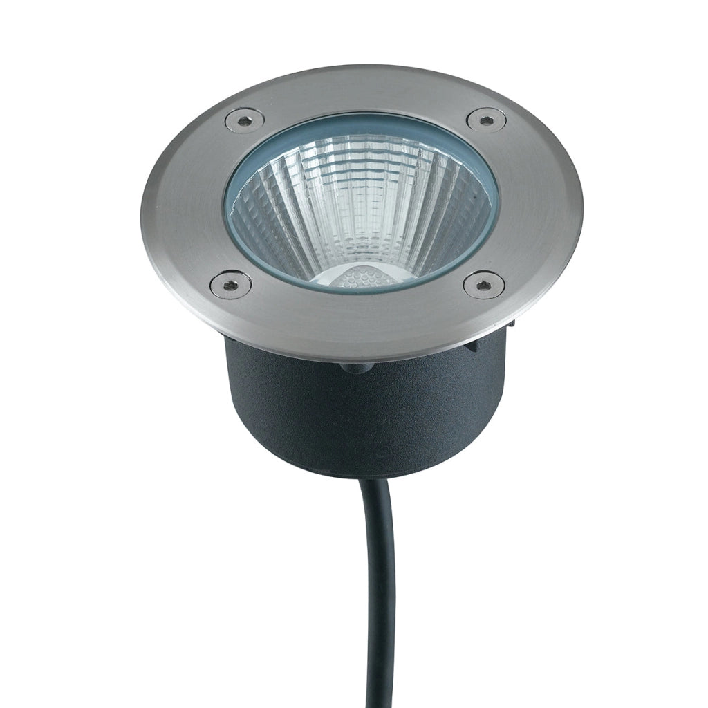 FARO A INCASSO CALPESTABILE LED WALK ACCIAIO TONDO 8W 930LM 3000K IP67 10X7,78CM