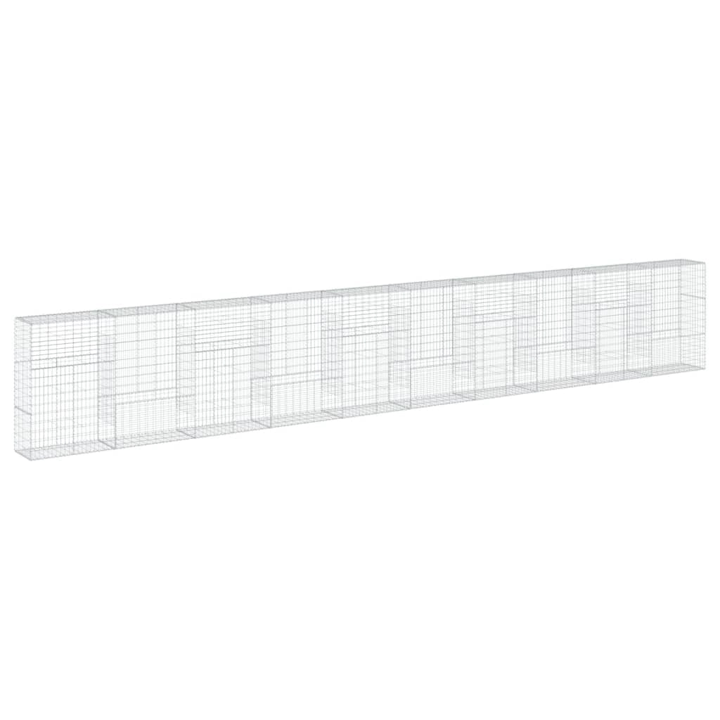 Gabbione recinto a gabbia muro di contenimento con coperchio 1000 x 50 x 150 cm ferro zincato argento 02_0040116