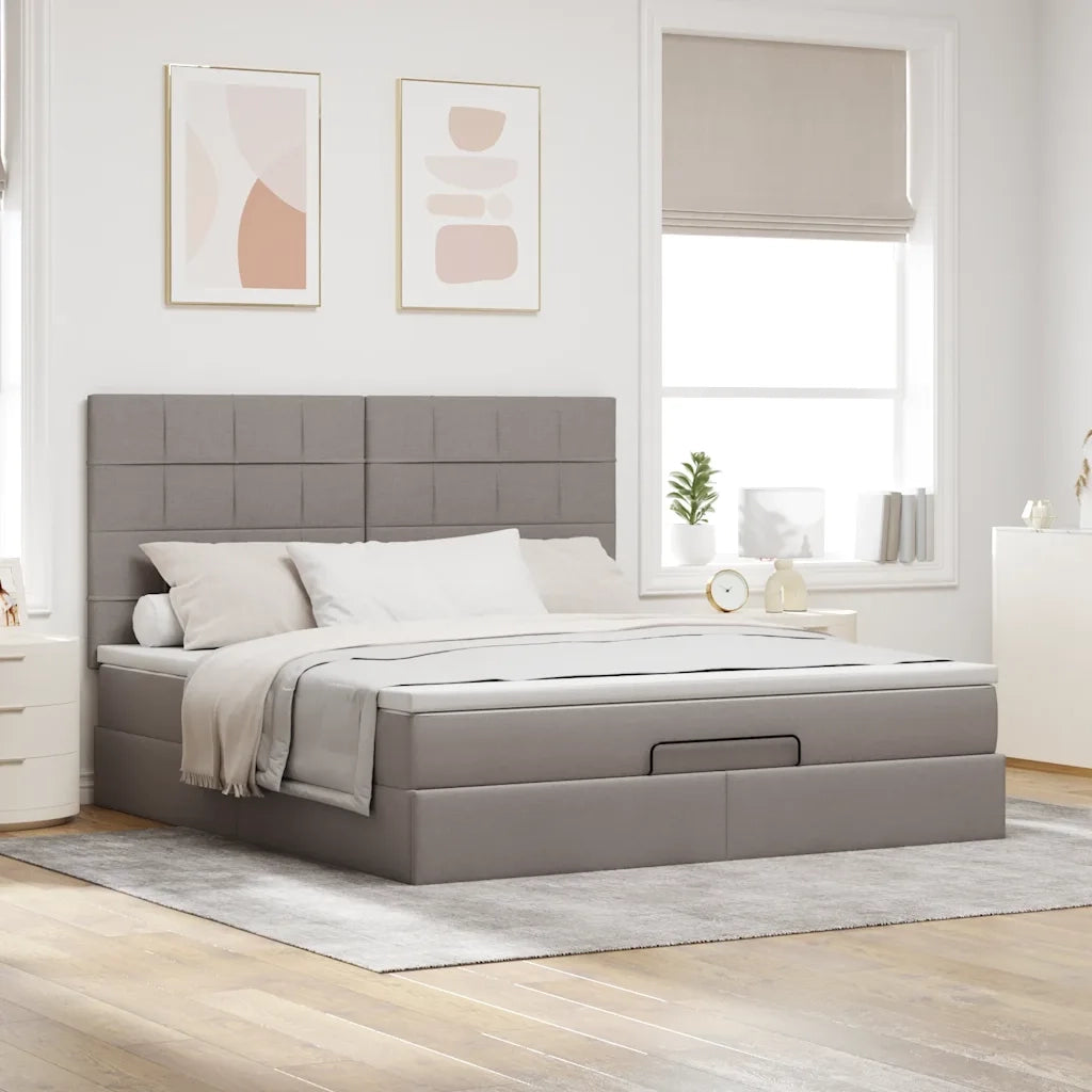 Struttura Letto Pouf con Materasso Tortora 180x200cm in Tessuto 3314028
