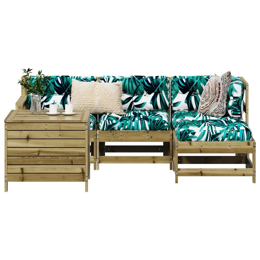 Set Divani da Giardino 5 pz | Set Salotto da Giardino in Legno Impregnato di Pino