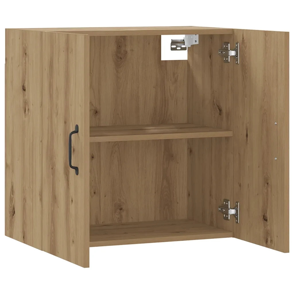 Mobile contenitore a parete pratico 60 x 31 x 60 cm finitura artigianale in legno di rovere composito 02_0051026