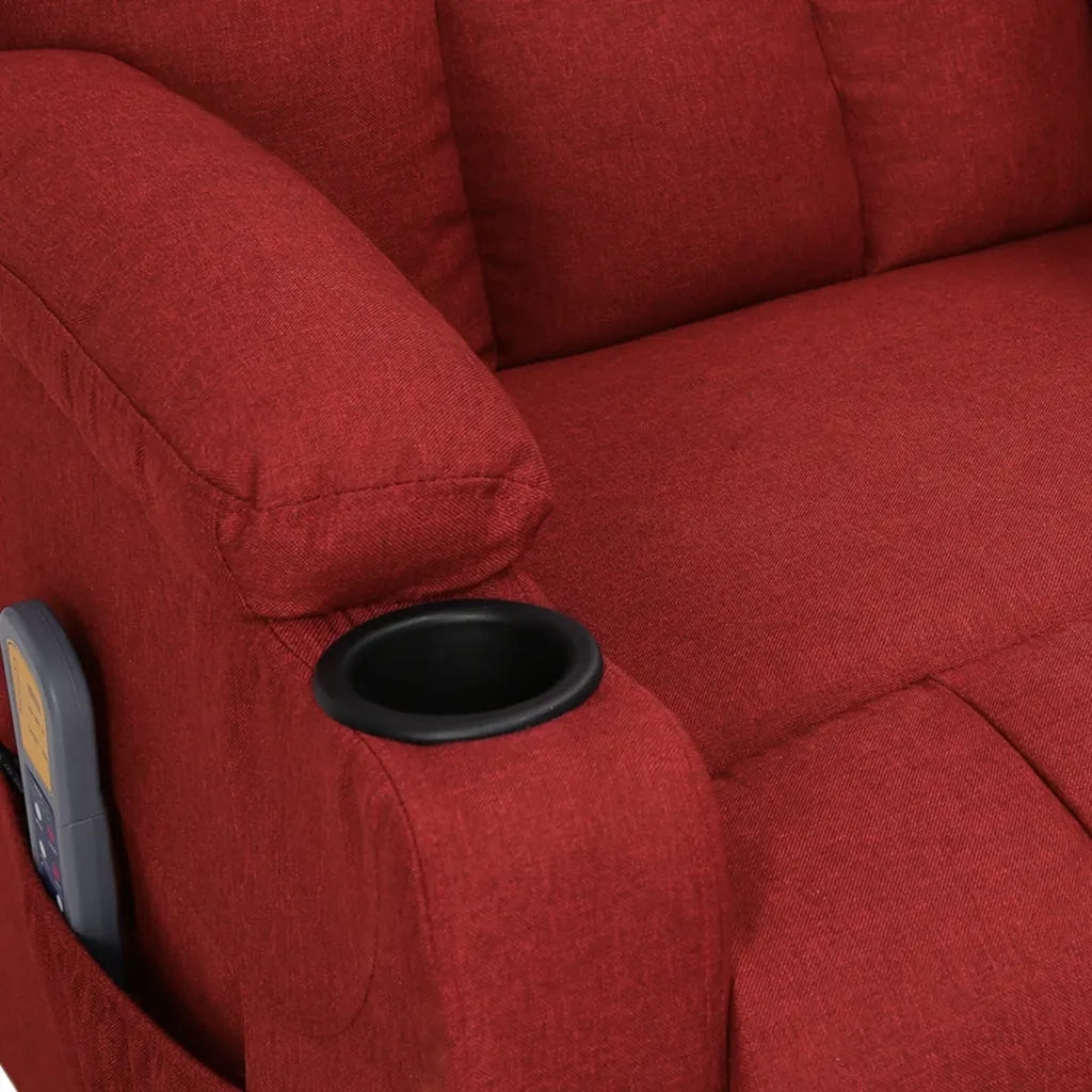 Poltrona Massaggiante Elettrica Rosso Vino in Tessuto 3098830