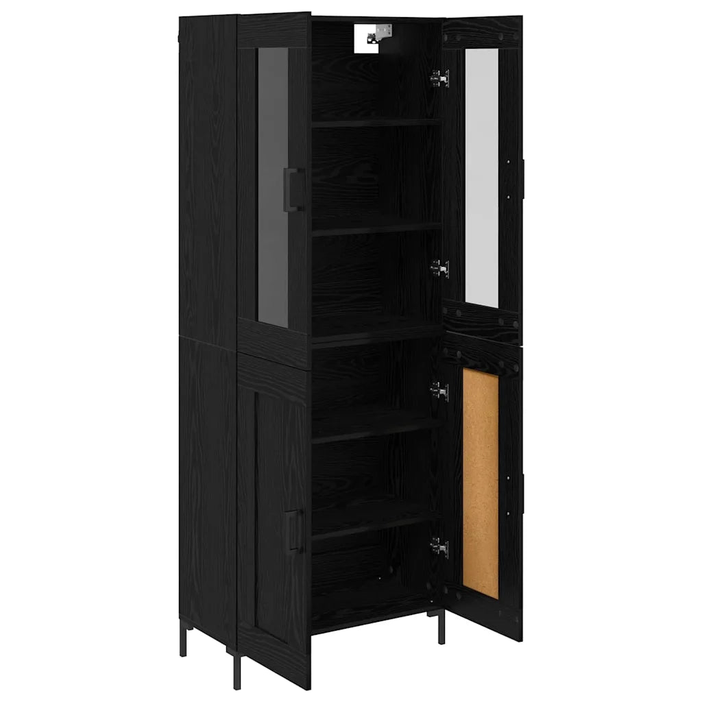 Credenza 2 pz | Madia | Buffet da pranzo | Armadio da pranzo Rovere Nero Legno multistrato