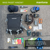 Mantona ElementsPro 30 Zaino per esterni (incl. cintura anca staccabile e copertura antipioggia, adatto a fotocamere DSLR o a sistema) nero, 480mm, 20586