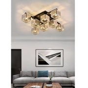 Trade Shop - Plafoniera Lampadario Da Soffitto Design Moderno Con 8 Cubi E27 Cristallo C28-8 -