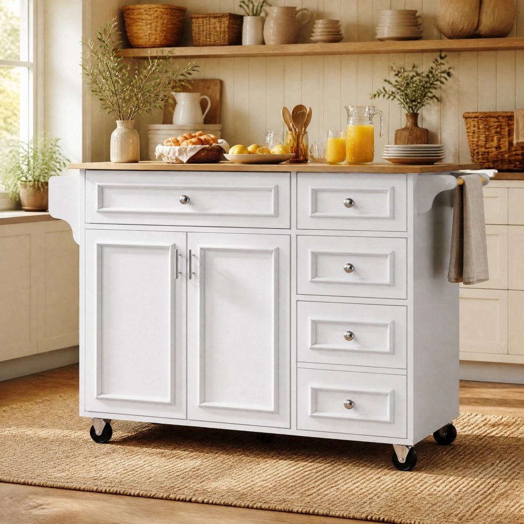 ISOLA CUCINA 110 x 75 x 92 cm Bianco in MDF con piano ribaltabile