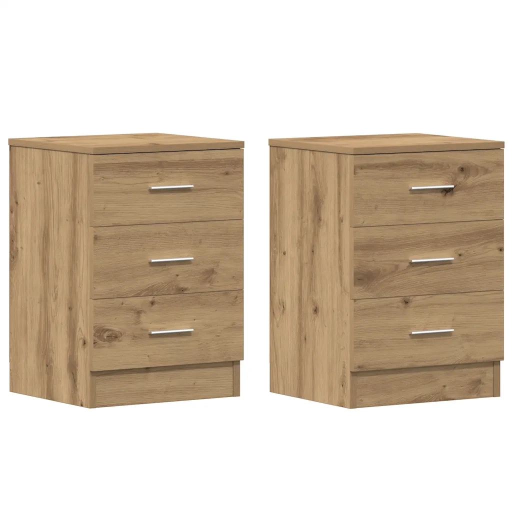 Comodini 2 pz Rovere Artigianale 38x35x55 cm Legno Multistrato 861127