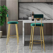 Sgabelli da bar con schienale e poggiapiedi in metallo, comodi seggioloni ad altezza fissa per cucina e sala da pranzo, design elegante per bar colazione e uso domestico