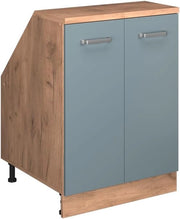 Mobile sottotetto Rion, Grigio-blu, 60 x 81.6 cm con 2 porte, carcassa 60 cm profondità, adatto per il salvaspazio sotto tetti spioventi