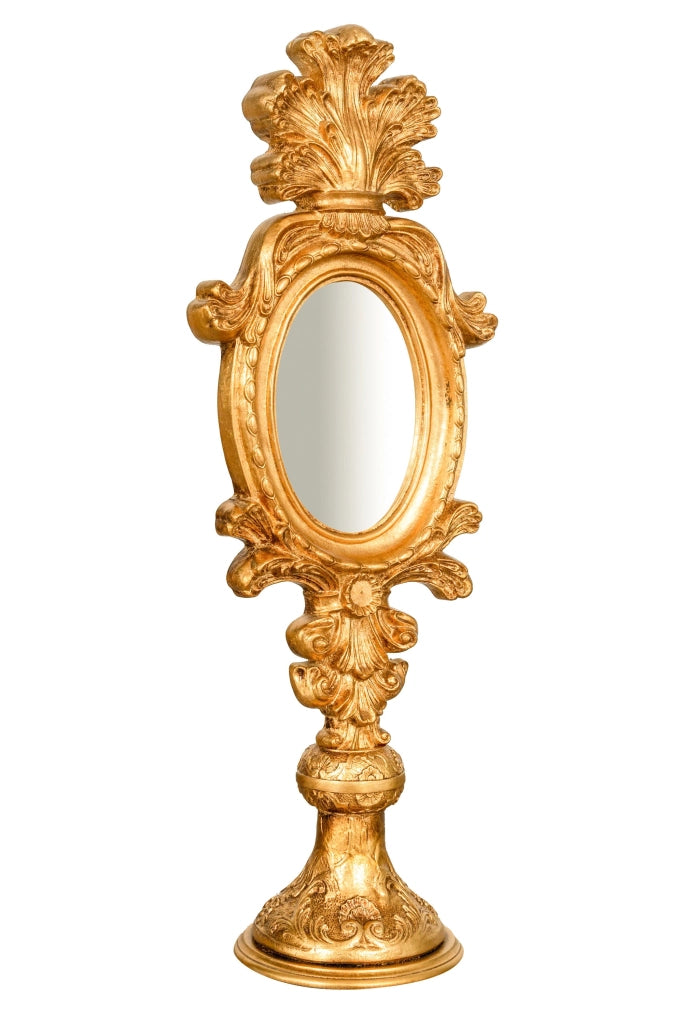 Biscottini SPECCHIERA DA APPOGGIO IN LEGNO FINITURA FOGLIA ORO ANTICATO MADE IN ITALY