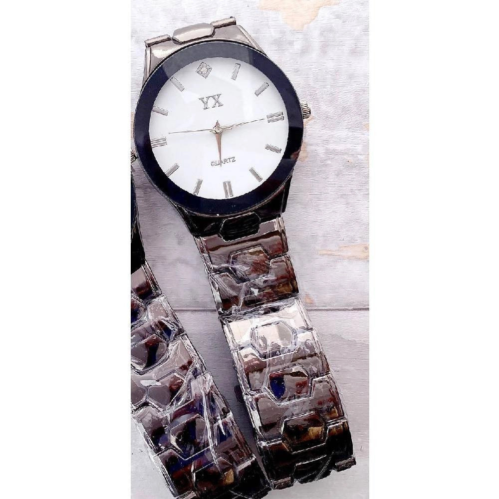 Trade Shop - Orologio Da Polso Yx Uomo Analogico Quarzo Fashion Brillantino Quadrante Bianco -