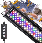 Illuminazione acquario LED con modalità 24/7 per imitazione dell'alba e della luce naturale - timer e regolazione dell'intensità - supporto estensibile - 7 colori - 22 W