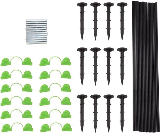 Kit di sostegno per giardino in fibra ottica - 18 stecchi - 12 connessioni - 12 clip - leggerezza e flessibilità - sostegno giardino
