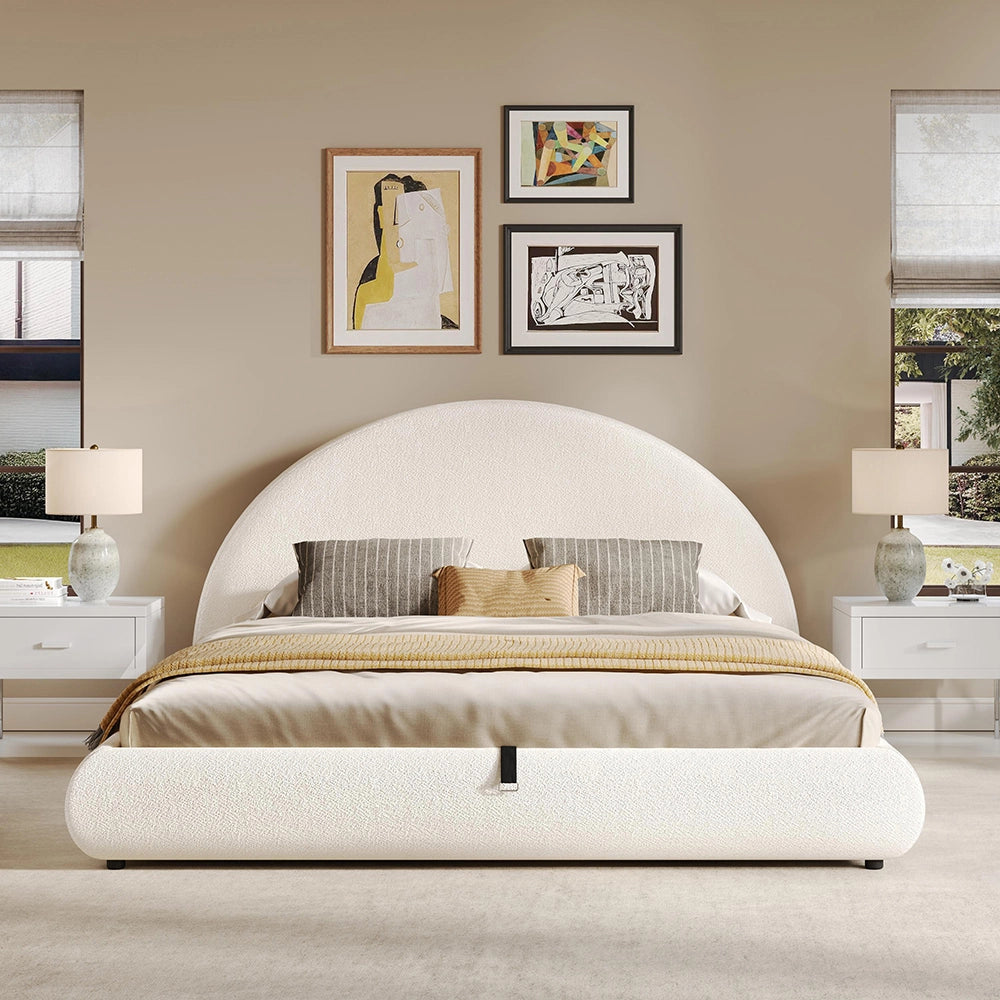 Letto matrimoniale-Xylo-180x200cm idraulico spazio ripiano beige