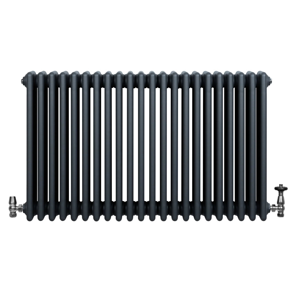 Radiatore Tradizionale 4 Colonne Orizzontale Riscaldamento Antracite & Valvole 600x1010 mm