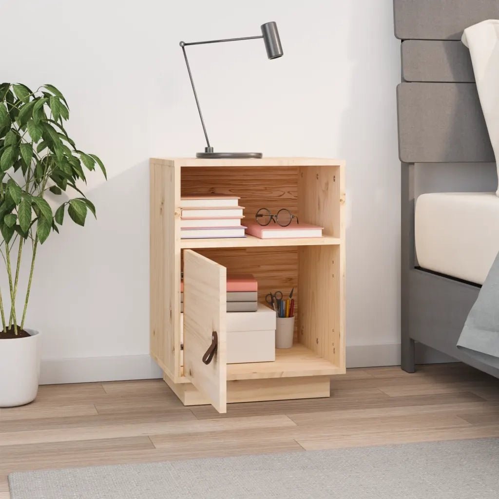 Comodino | Armadio da Notte | Mobiletto da notte 40x34x55 cm in Legno Massello di Pino