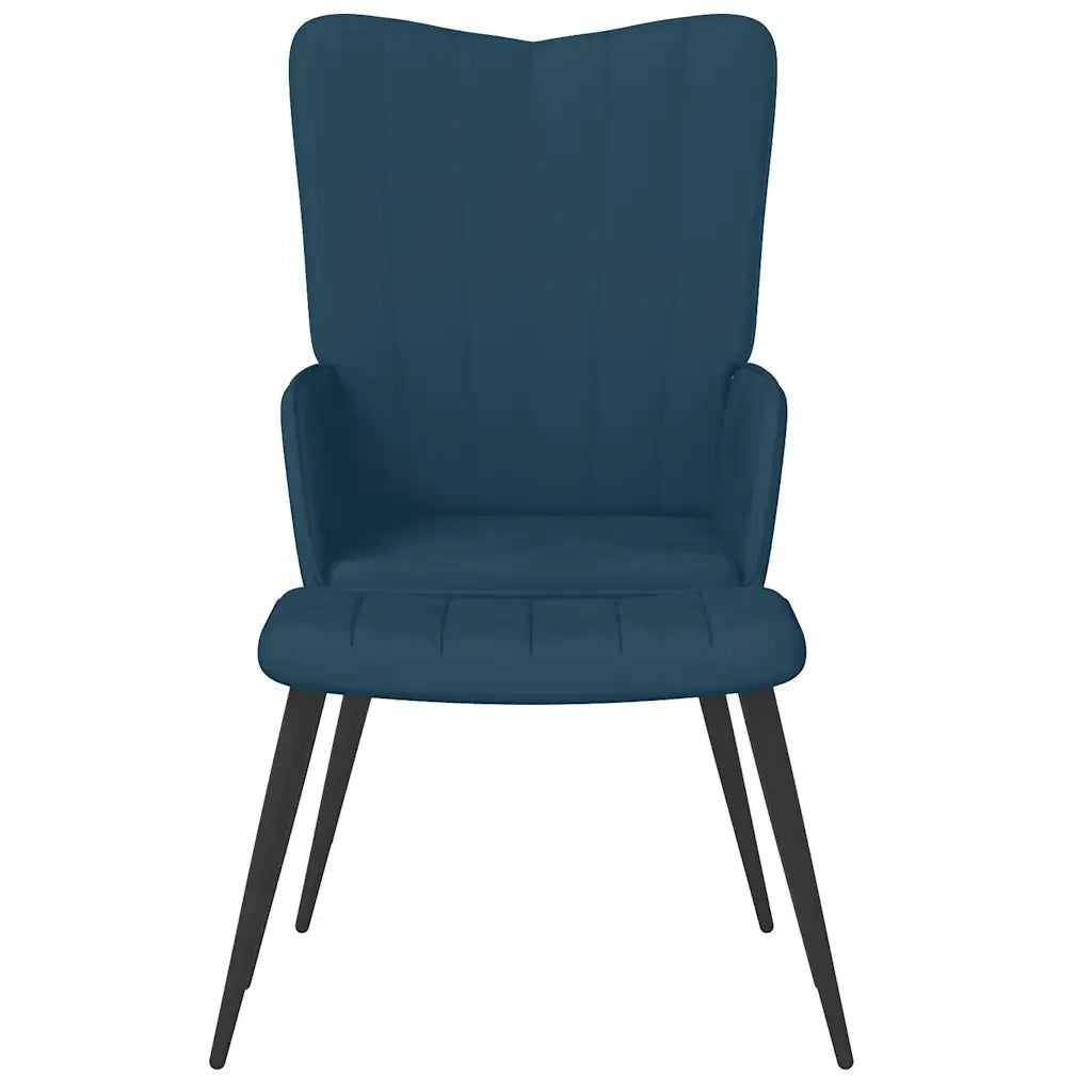 Poltrona Relax | Sedia Relax con Sgabello Blu in Velluto
