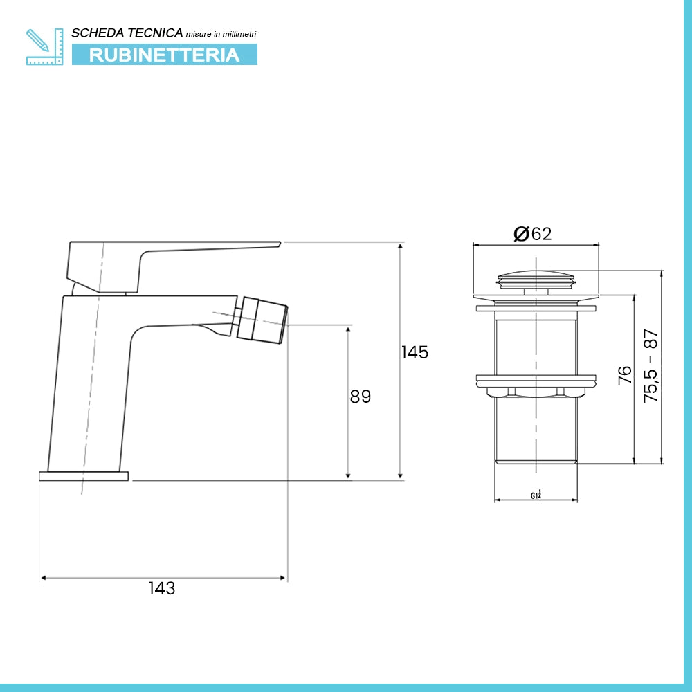 Set miscelatori cromati lavabo bidet e vasca con kit doccia Kubo