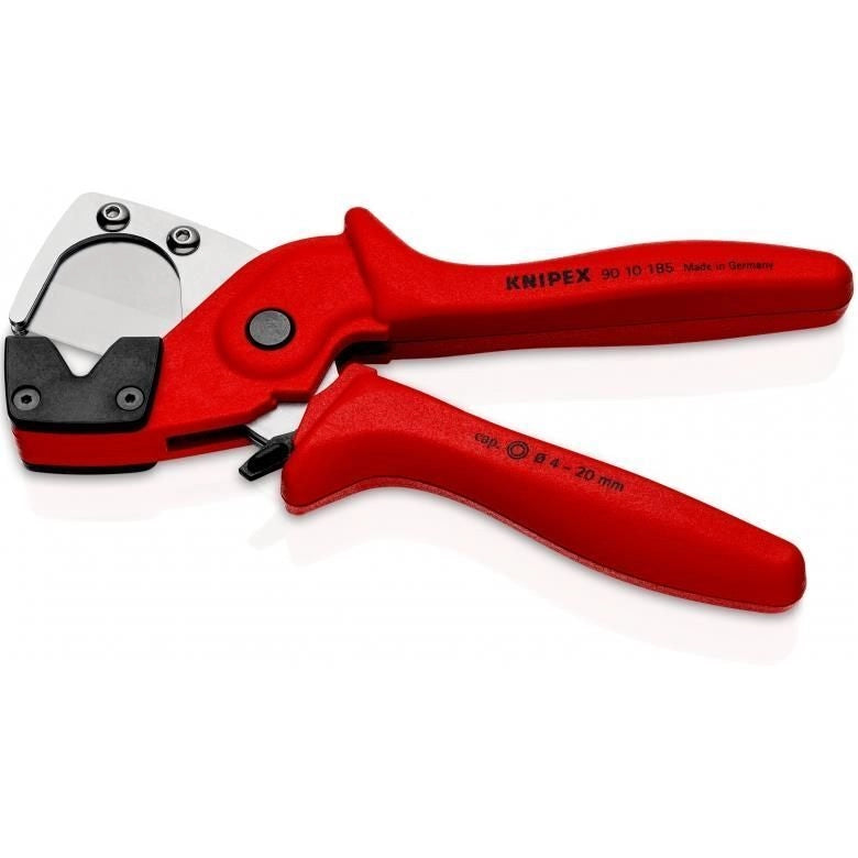 Knipex 90 10 185 Tagliatubi per Tubi Flessibili e Multistrato Diametro di Taglio da 4 a 20 mm Lama in Acciaio Speciale Temperato ad Olio Impugnatura Ergonomica in Plastica Rinforzata con Fibra di Vetro colore Rosso