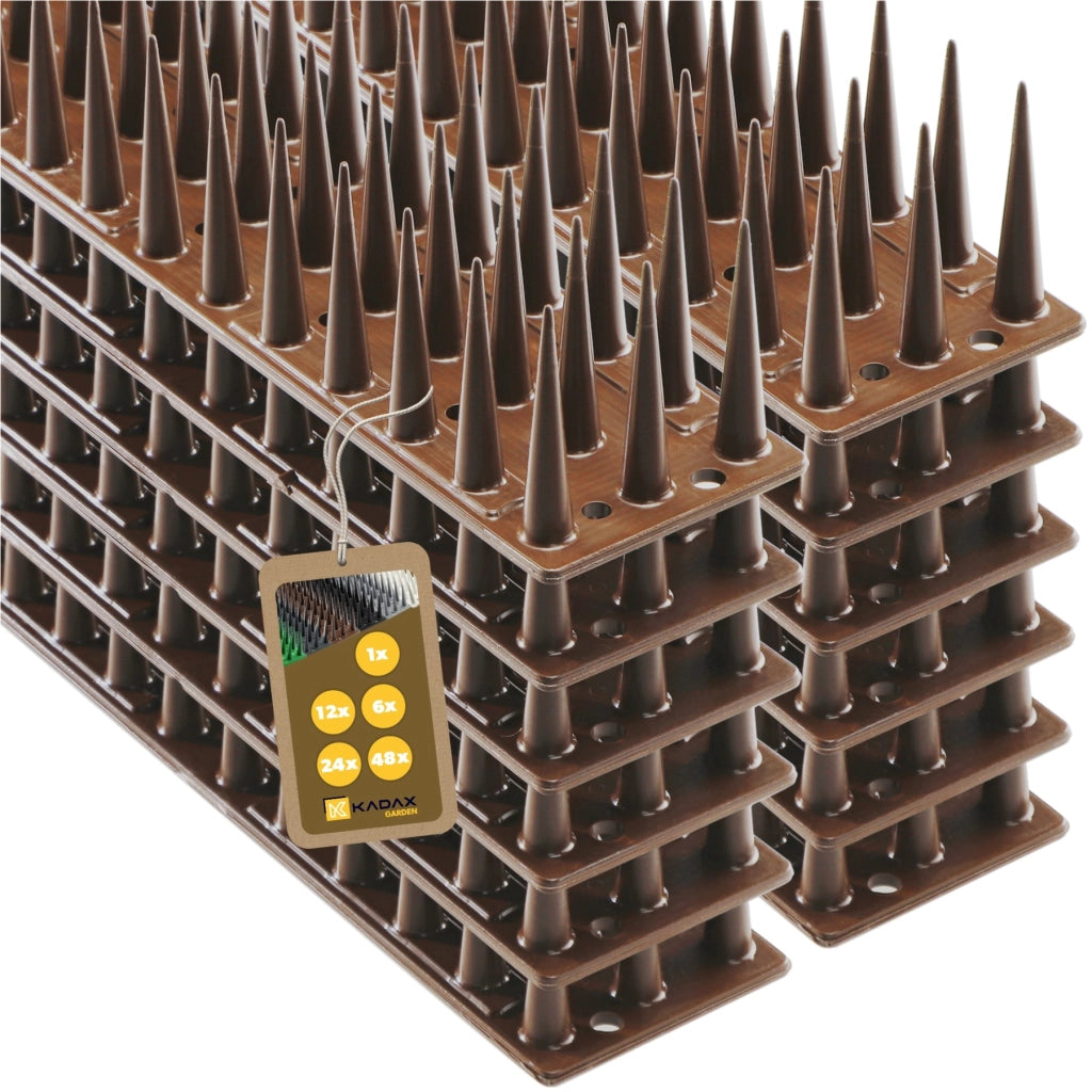 Punte anti-piccioni KADAX, 51 cm, in plastica densa e resistente, confezione da 12 pezzi.