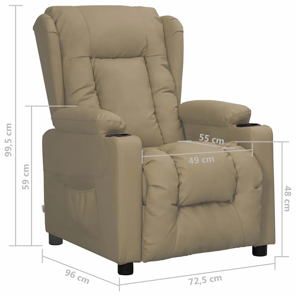 Divano Sedia-Poltrona Reclinabile Cappuccino in Similpelle 267377