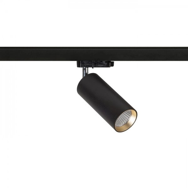 Faretto a cilindro MAVRO per binario trifase nero/oro 230V LED 12W 38° 3000K