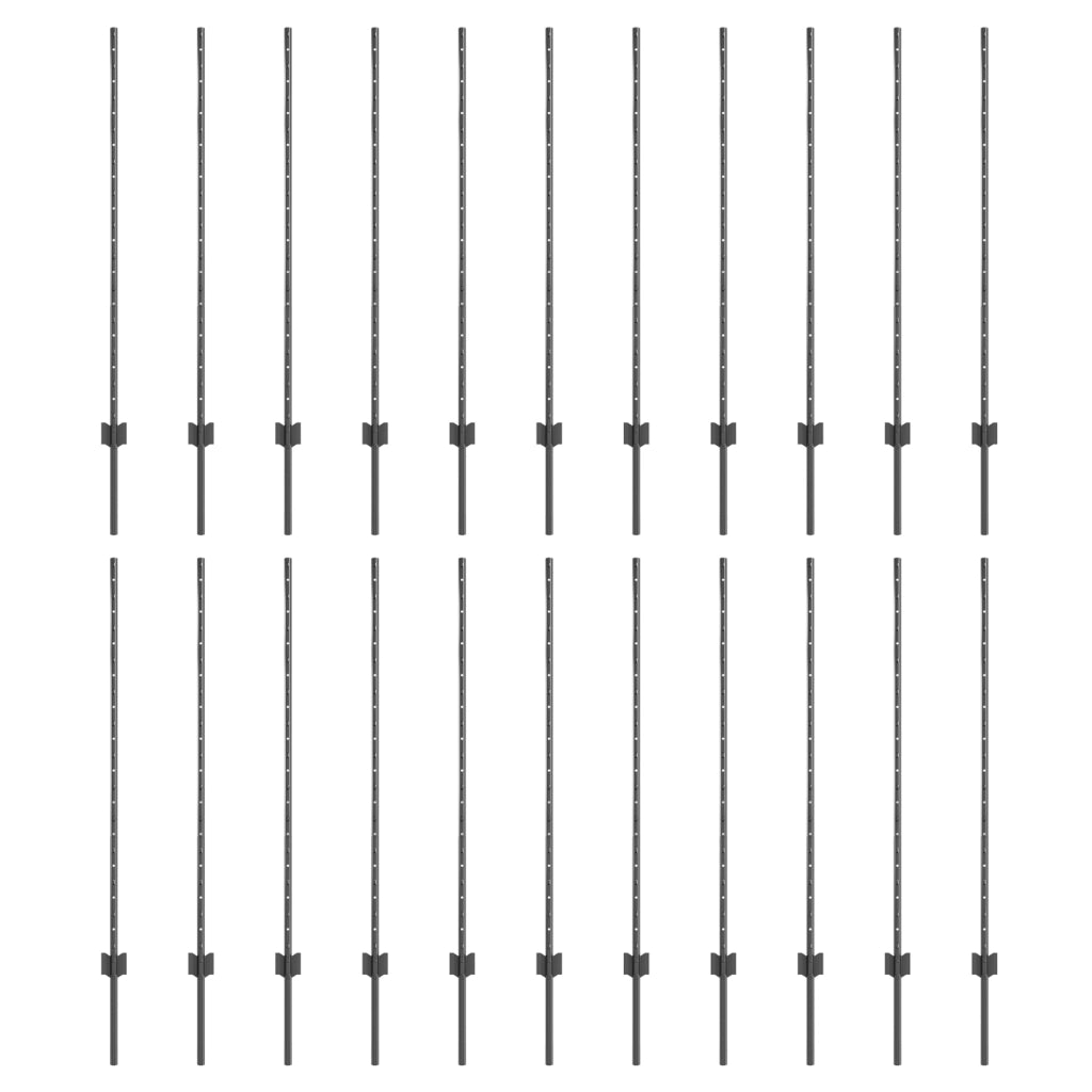 Pali per Recinzione 44 pcs U-Channel Grigio 160 cm Acciaio