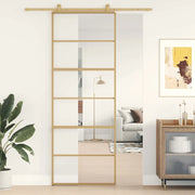 Porta Scorrevole Dorata 76x205 Vetro Trasparente ESG Alluminio 155160