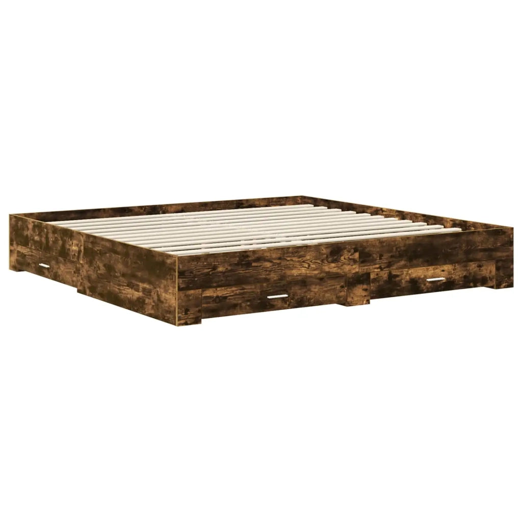 Struttura del letto Rovere fumé 200 x 200 cm Legno multistrato