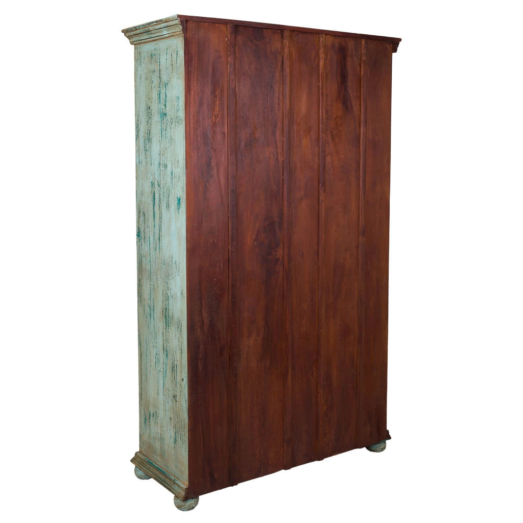 Vetrina in legno intagliato 106x43x180 blu