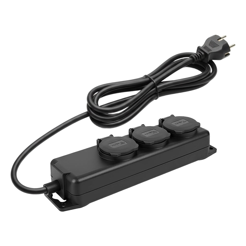 Multipresa 3 Vie Tipo E 16A IPX44 con Cavo H07RN-F 2m Nero Brennenstuhl