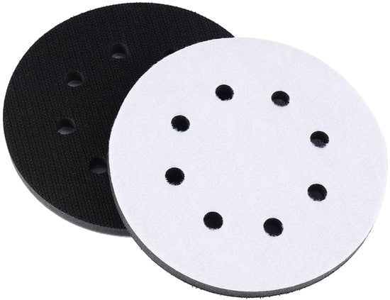 Set di schiume per abrasione da 2 - 125mm - Schiuma abrasiva morbida - Interfaccia a disco di abrasione - 8 fori - Materiale abrasivo flessibile - Disco abrasivo