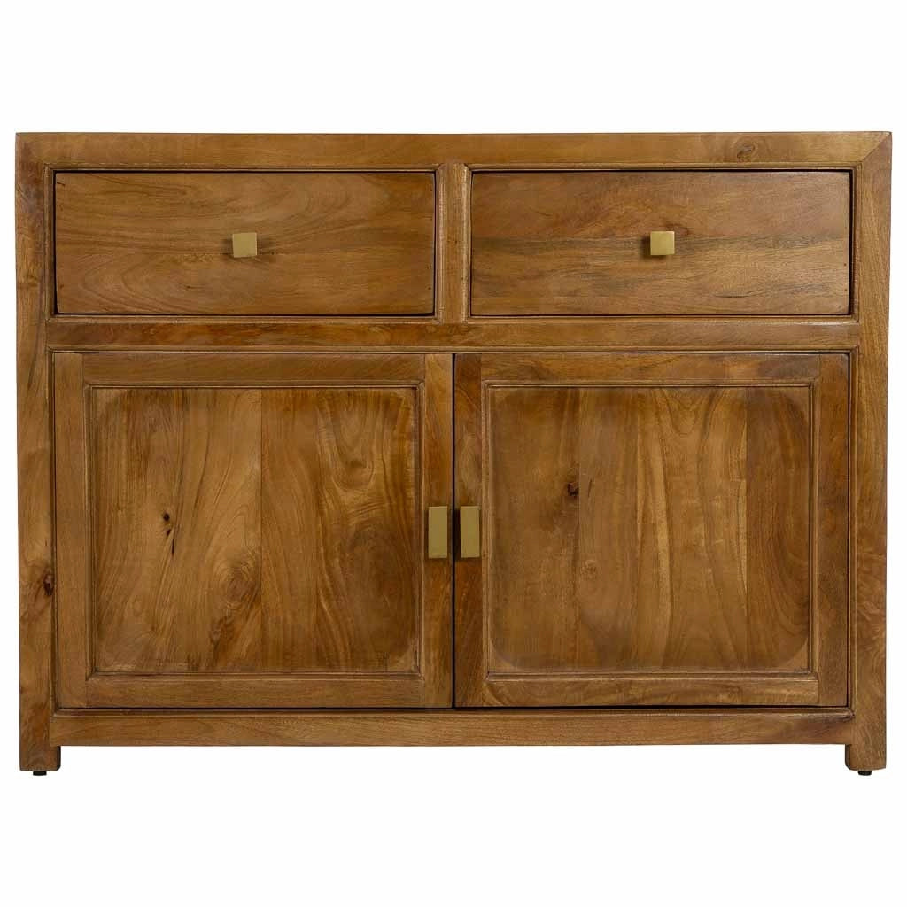 Credenza in legno marrone con 2 ante e 2 cassetti, 120x40x88h cm