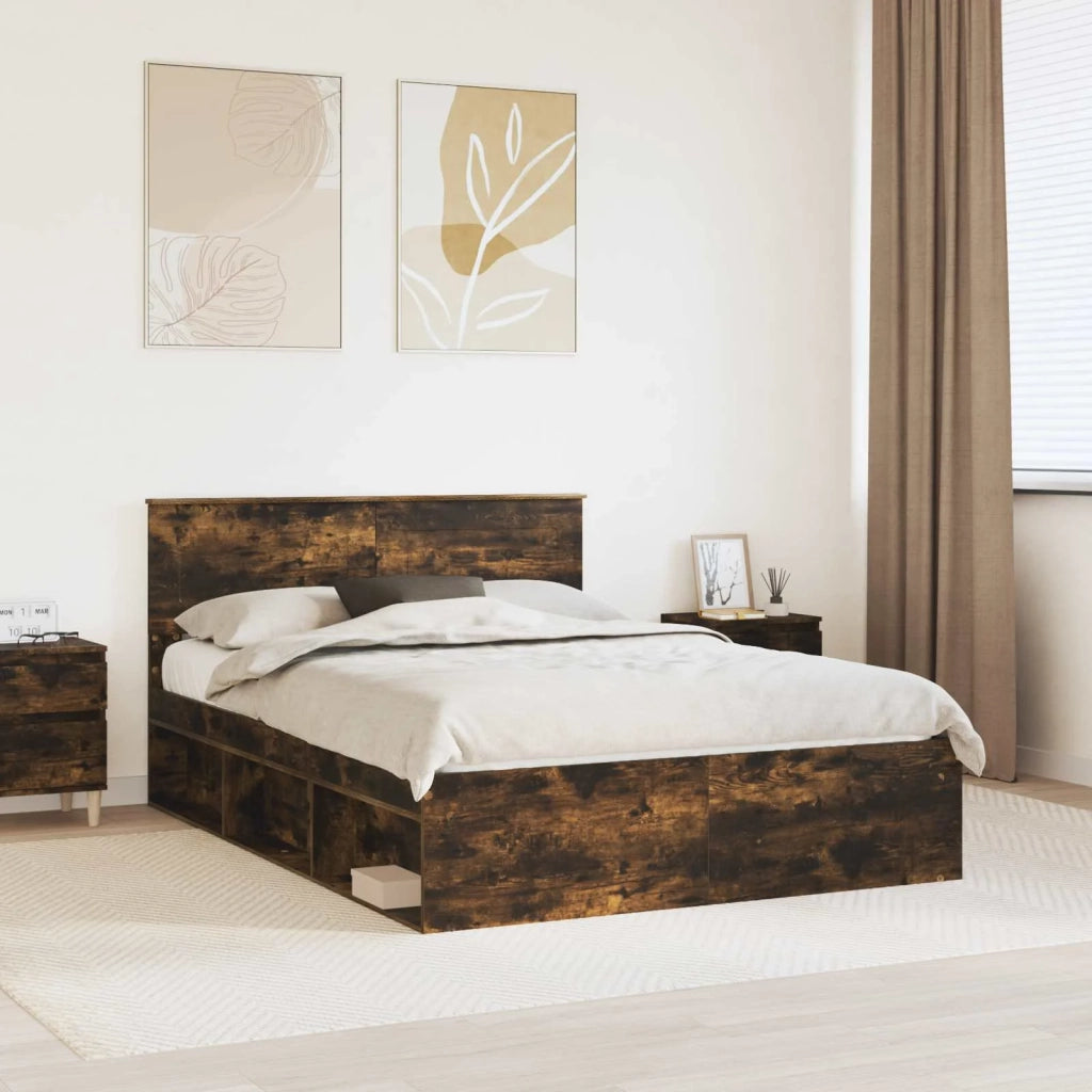 Struttura del letto Rovere fumé 150 x 200 cm Legno multistrato