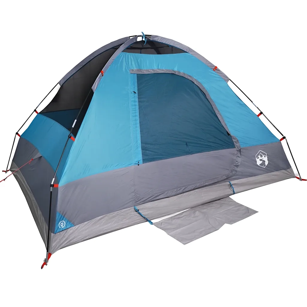 Tenda da Campeggio a Cupola per 4 Persone-Tenda per Escursionismo Blu Impermeabile 681973