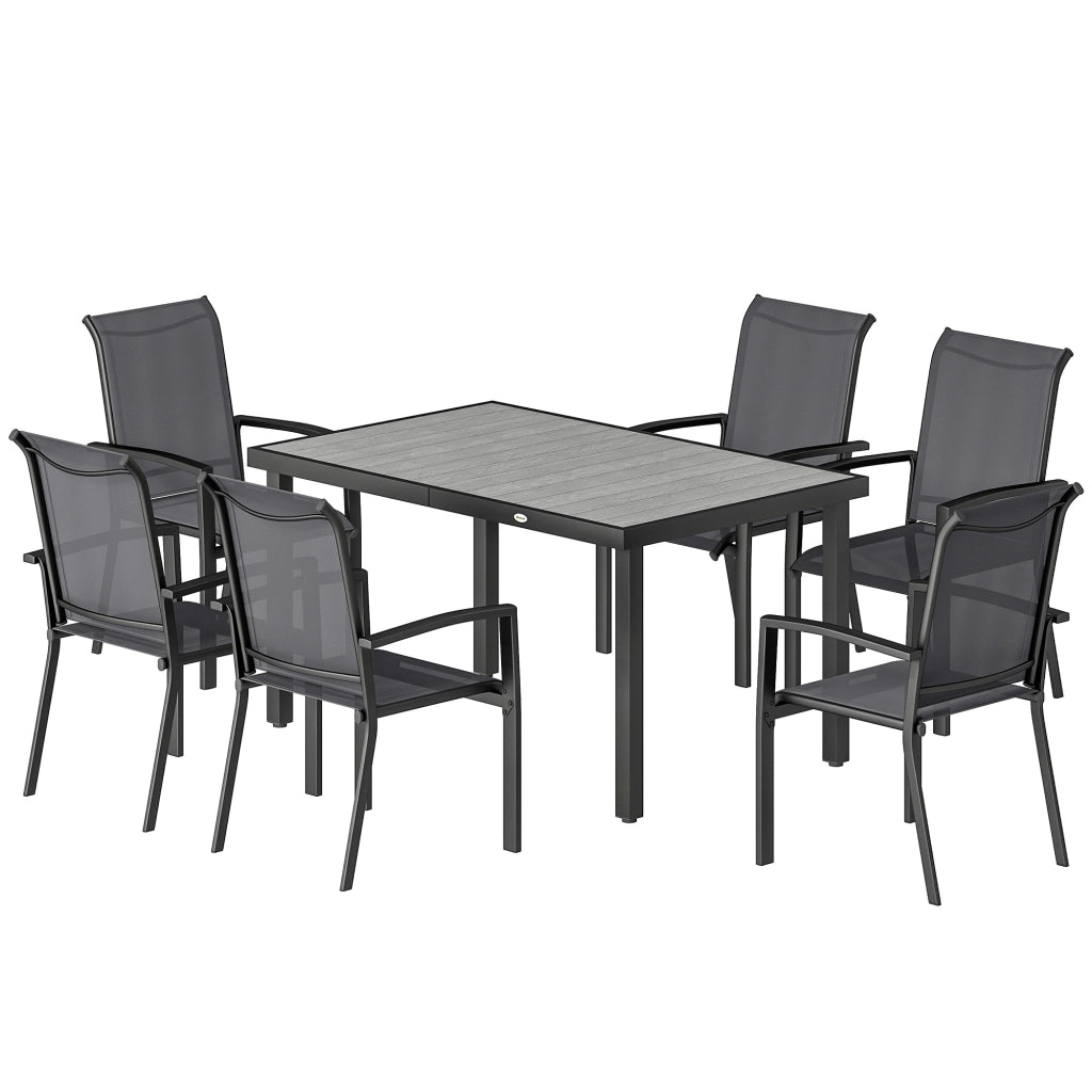 Set da giardino con tavolo allungabile e sedie impilabili ¨C zephmum ¨C grigio