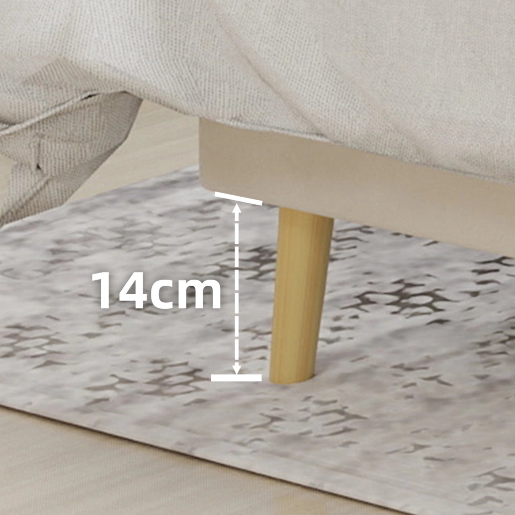 Letto 160x200 cm con Testiera Geometrica; in Tessuto e Metallo; Beige