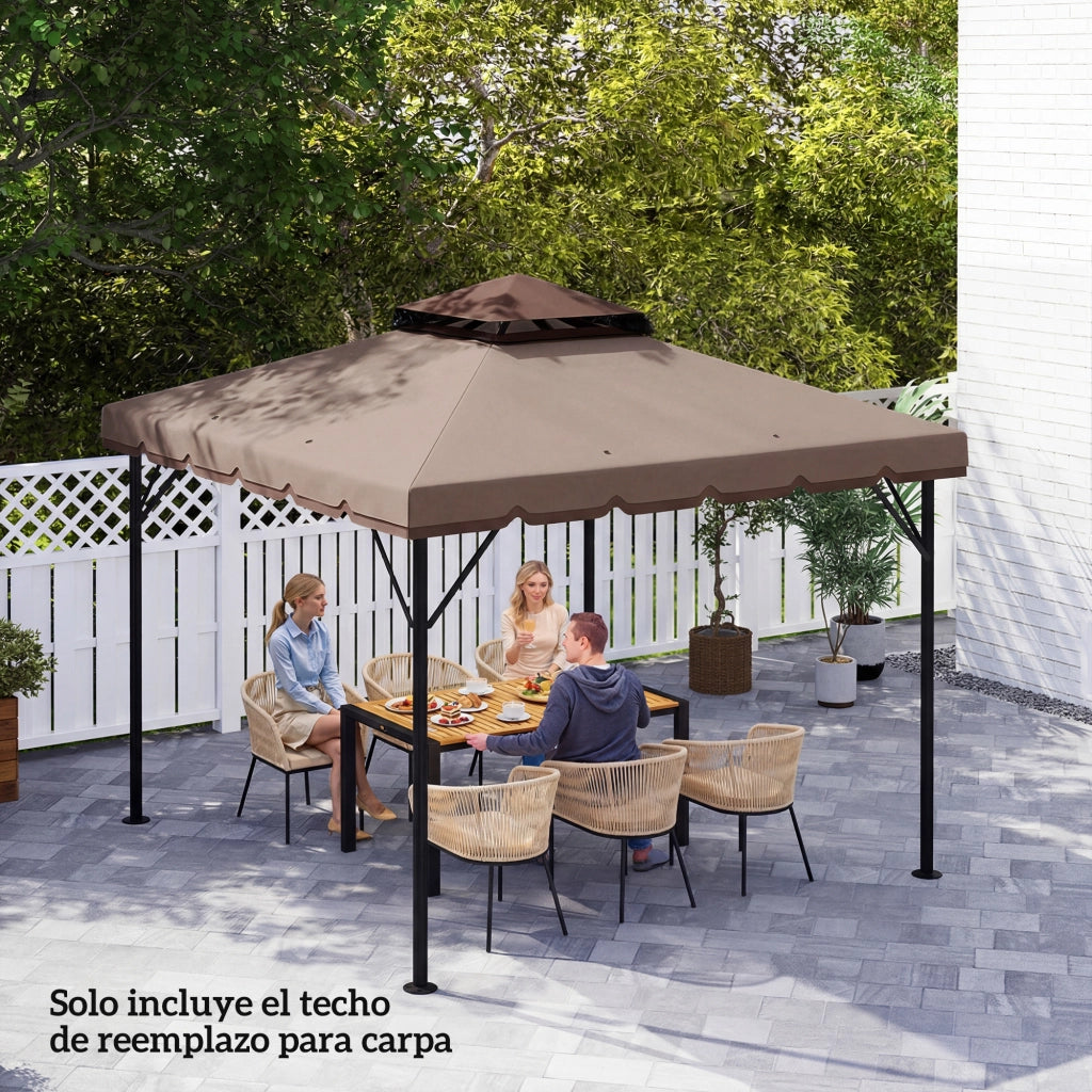 Toldo da giardino 3x3 m ¨C zephmum ¨C caqui, UPF 30+, con fori di drenaggio